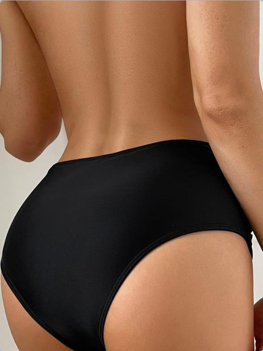 Women's Fashion Pure Color Thickened Conservative High Waist Durable Swimming Trunks