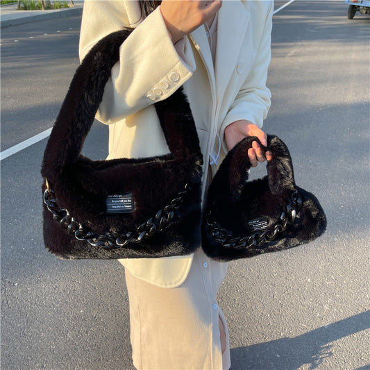 Ladies Plush Fashion Acrylic Chain Bag