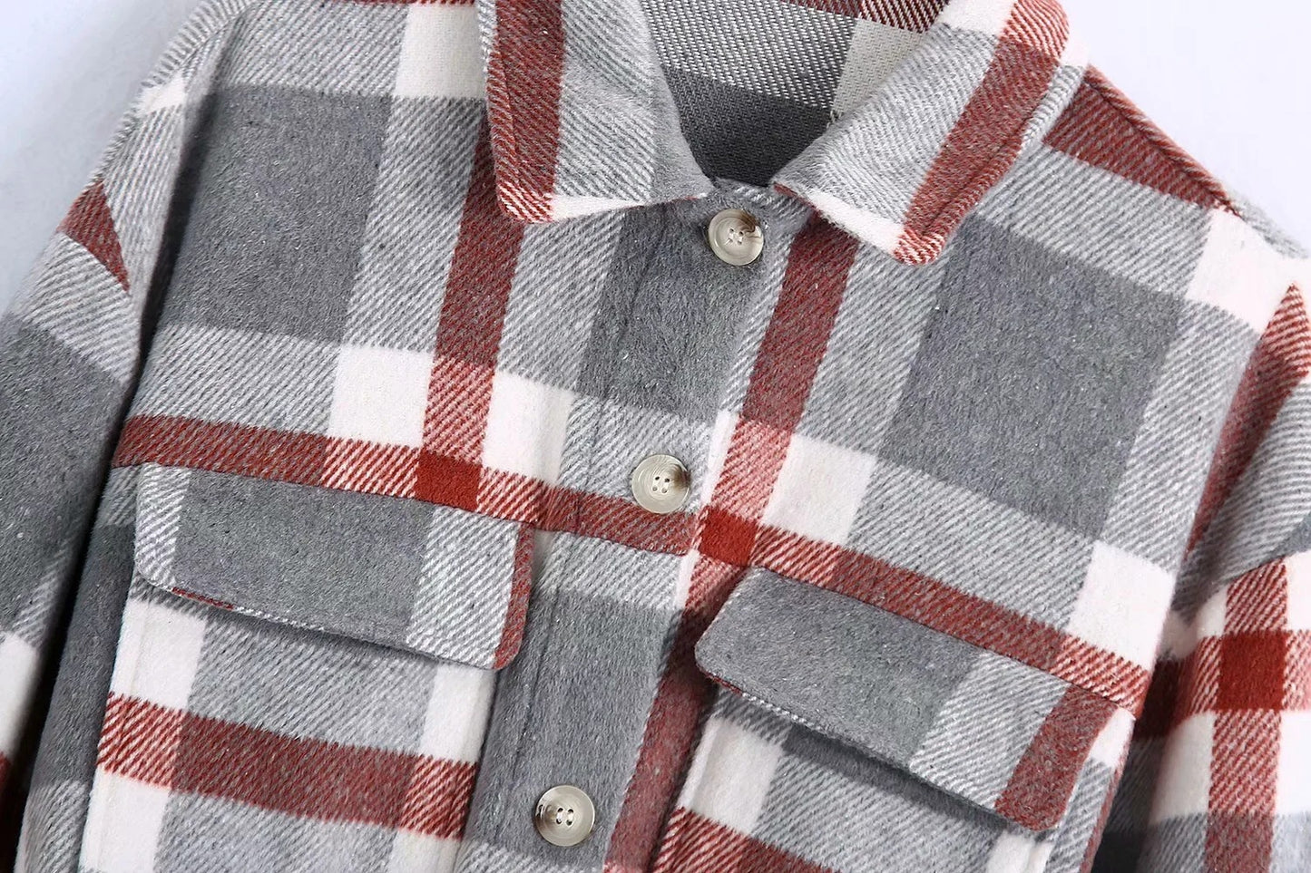 Urban Casual Simple Style Large Plaid Woolen Shirt