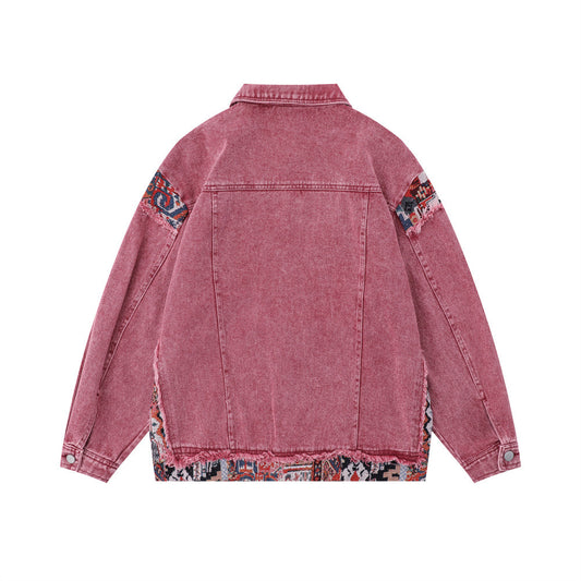 Heavy Industry Washed And Worn Stitching Edging Denim Jacket