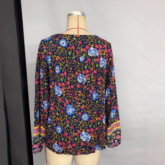 Casual Holiday Floral Print Long Sleeve Shirt