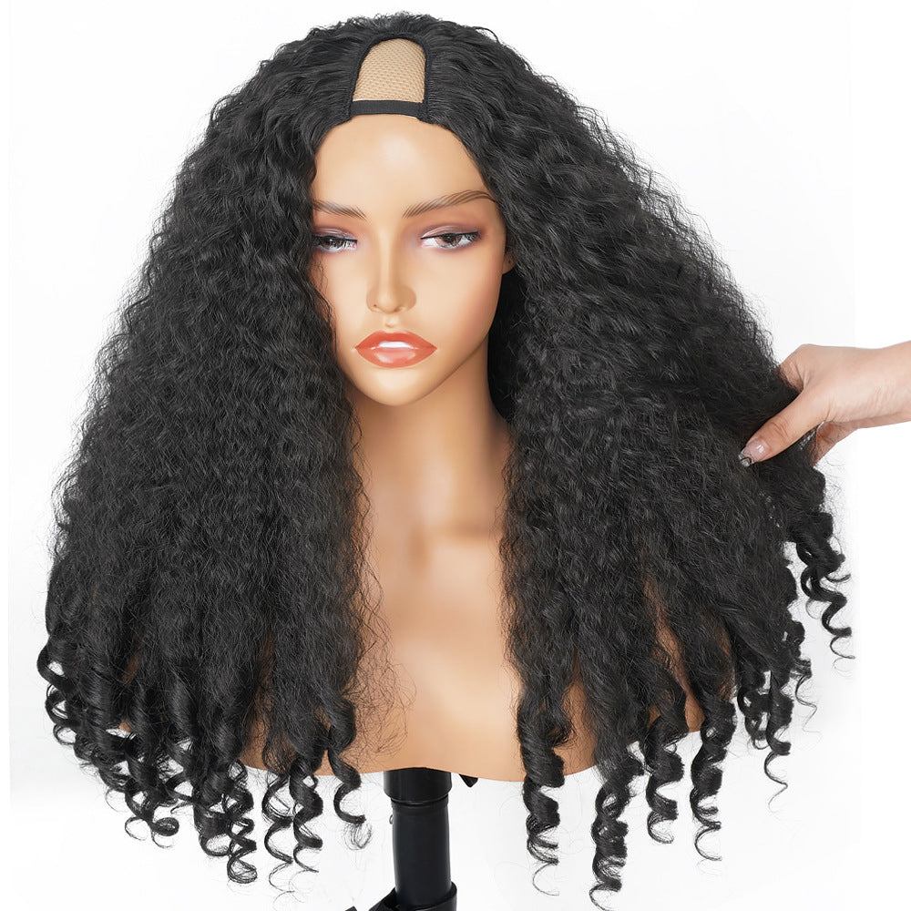 Women's Personality Wine Red V Curly Wig