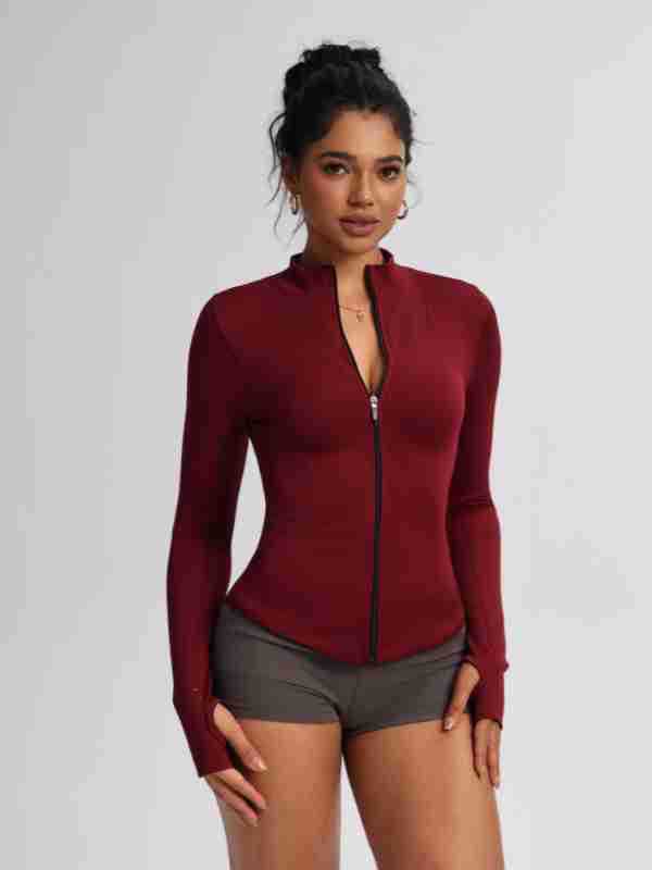 Figure-flattering Zip-up Sports Jacket