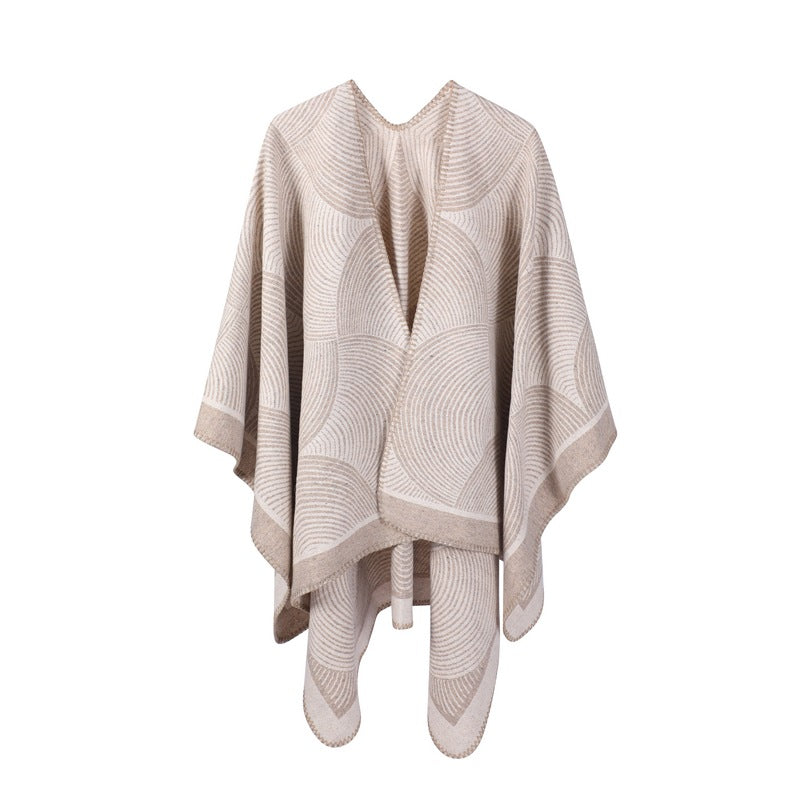 New Women's Jacquard Geometric Wool Shawl