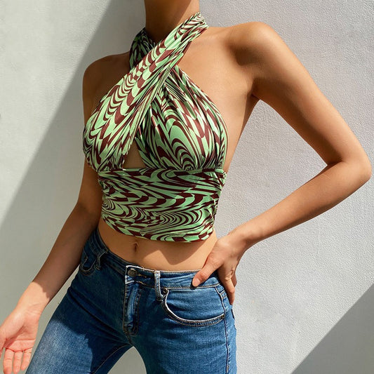 Green Check Sling Pack Chest Top