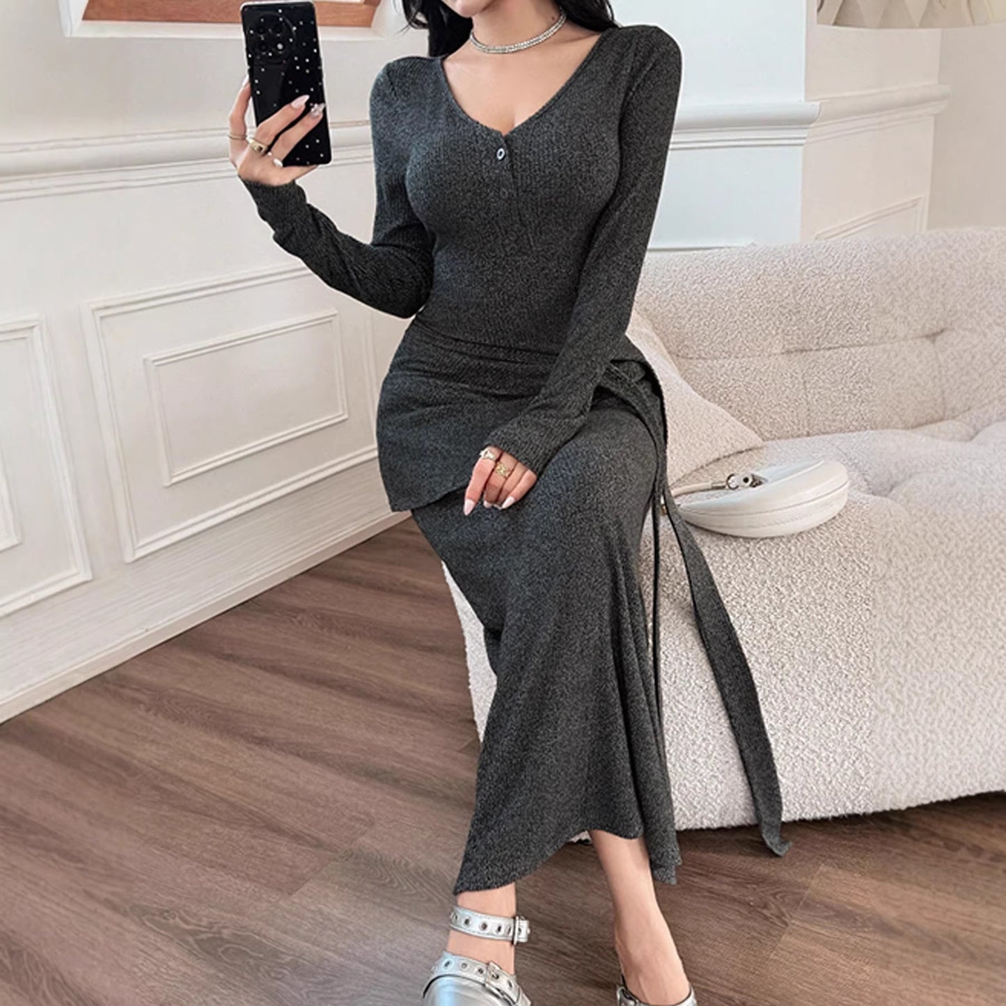 Womens Slimming Long Sheath Skirt For Fall And Winter