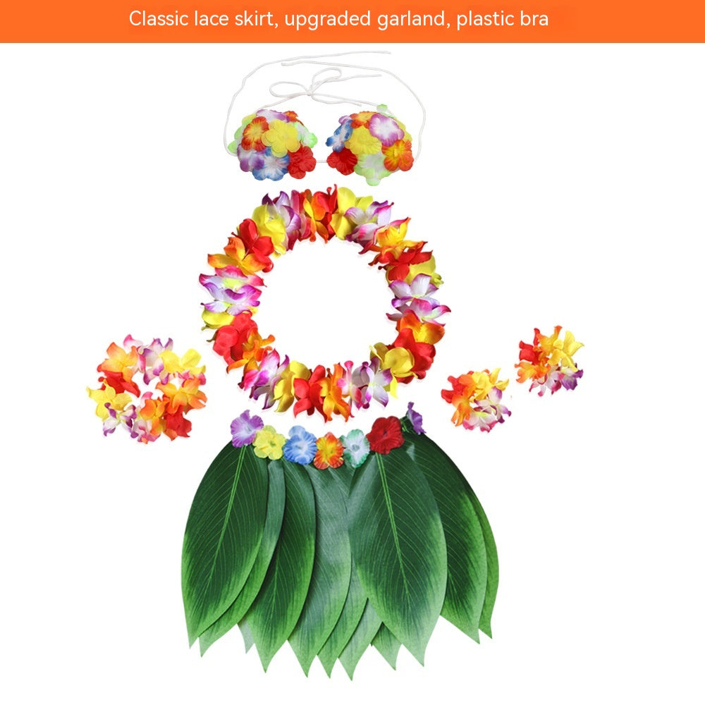 Party Hawaii Simulated Leaves Skirt Suit Dress Up Clothes