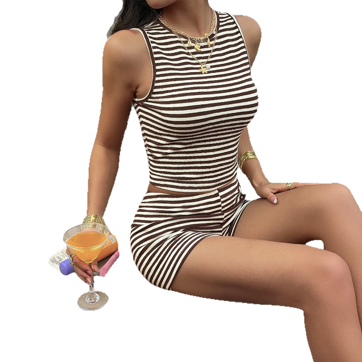 Women's Y2K Striped Holiday Knit Set