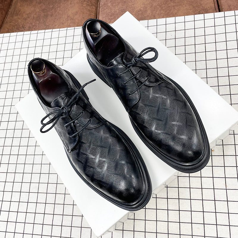 Men's Korean Style Black Leather Shoes Business Formal Suit