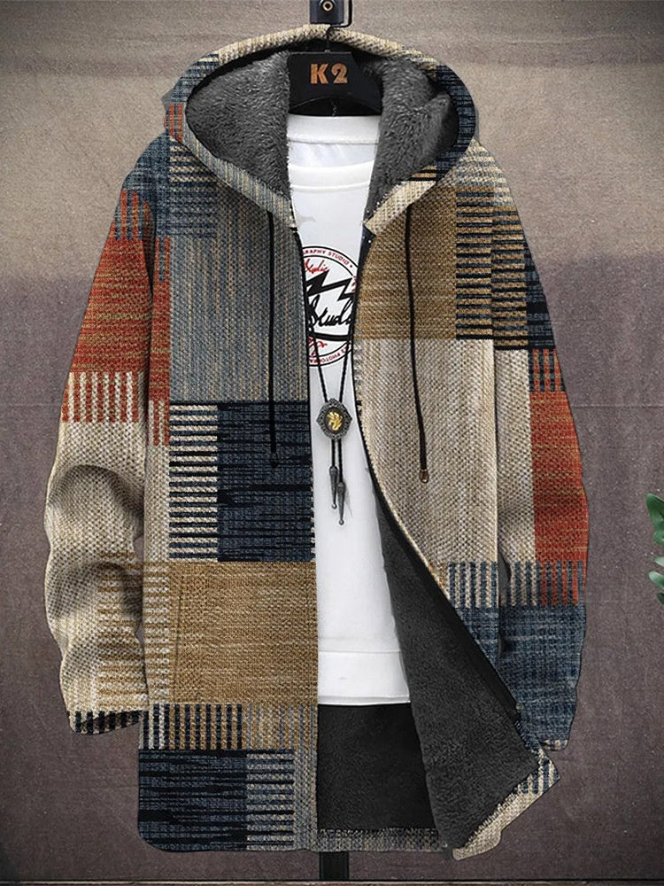 Men's Multicolor Pattern Zipper Hooded Cardigan