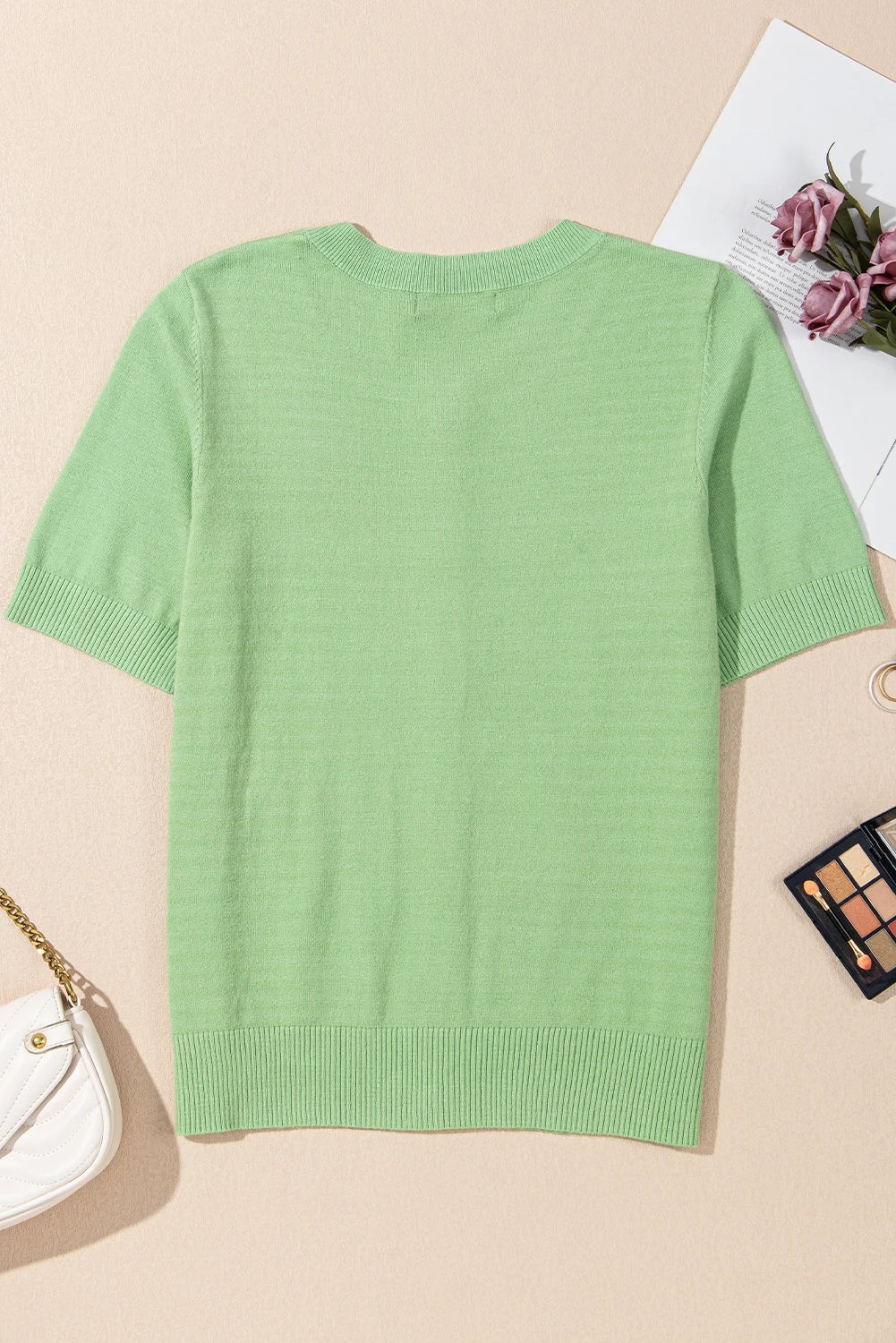 Green Holiday Jacquard Pattern Short-Sleeve Cardigan