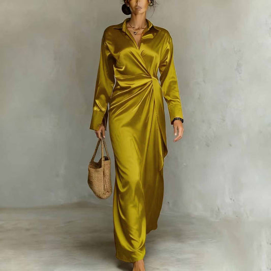 Womens High-waisted Satin Dress