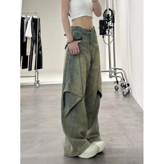 Ti Tre Rækker Stegt Gade Retro Deformation Lidt Flared Jeans
