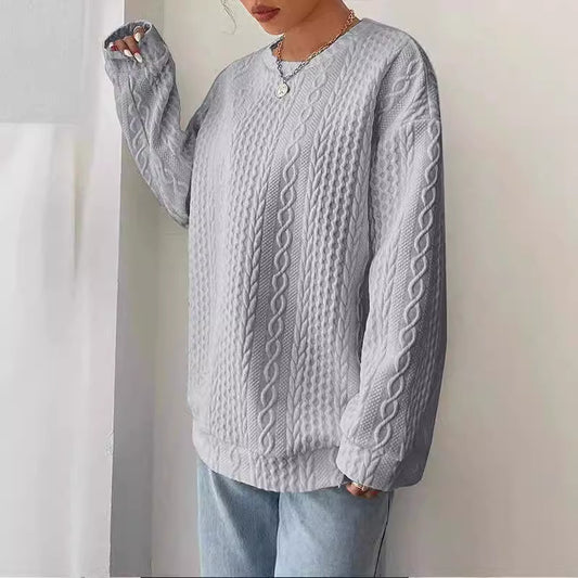 Women's Casual And Comfortable Jacquard Round Neck Sweater