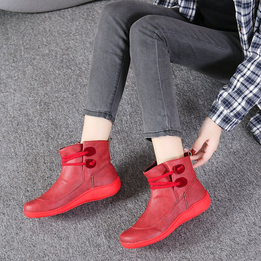 British Style Retro Booties Middle Heel Leisure