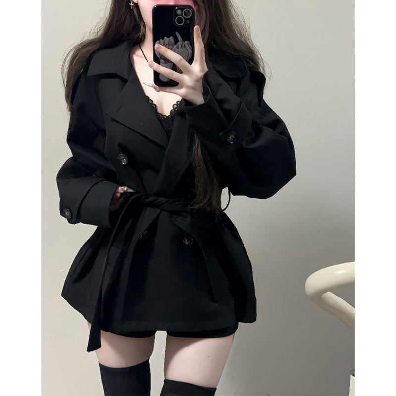 Fashion Short Black Double Breasted