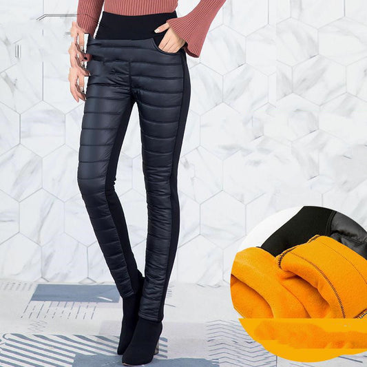 Women's Warm High-waisted Down Cotton Trousers