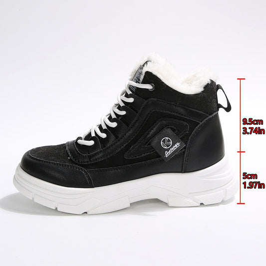 High-top Fleece-lined Dr Martens-style Winter Warm Cotton Shoes Thick-soled Versatile Snow Boots In Plus Sizes