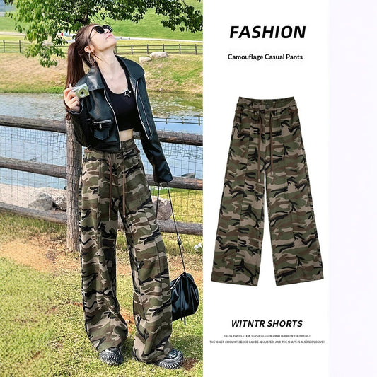 Spring Womens Military-Style Camo Cargo Pants In American