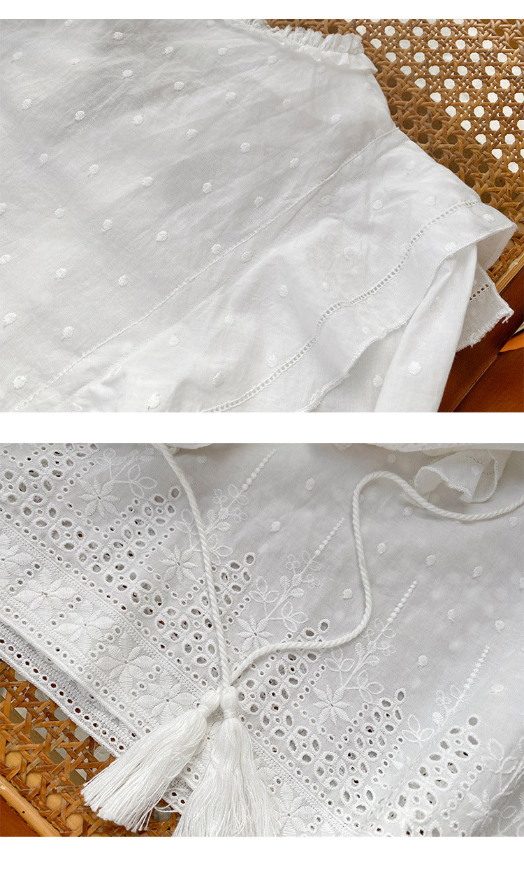 Puff Sleeve Small Top New French White Shirt