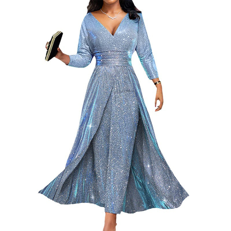 Banquet Dress Double-sided Sequined Large Skirt Tube Top Sexy Fashion Jumpsuit