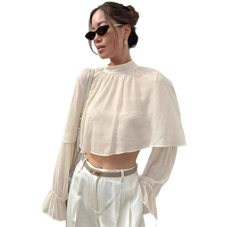 Fashion Design Sense Irregular High-neck Long Sleeve Women