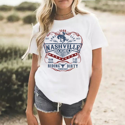 Nashville Rodeo Western Grafik T-shirt til kvinder vintage