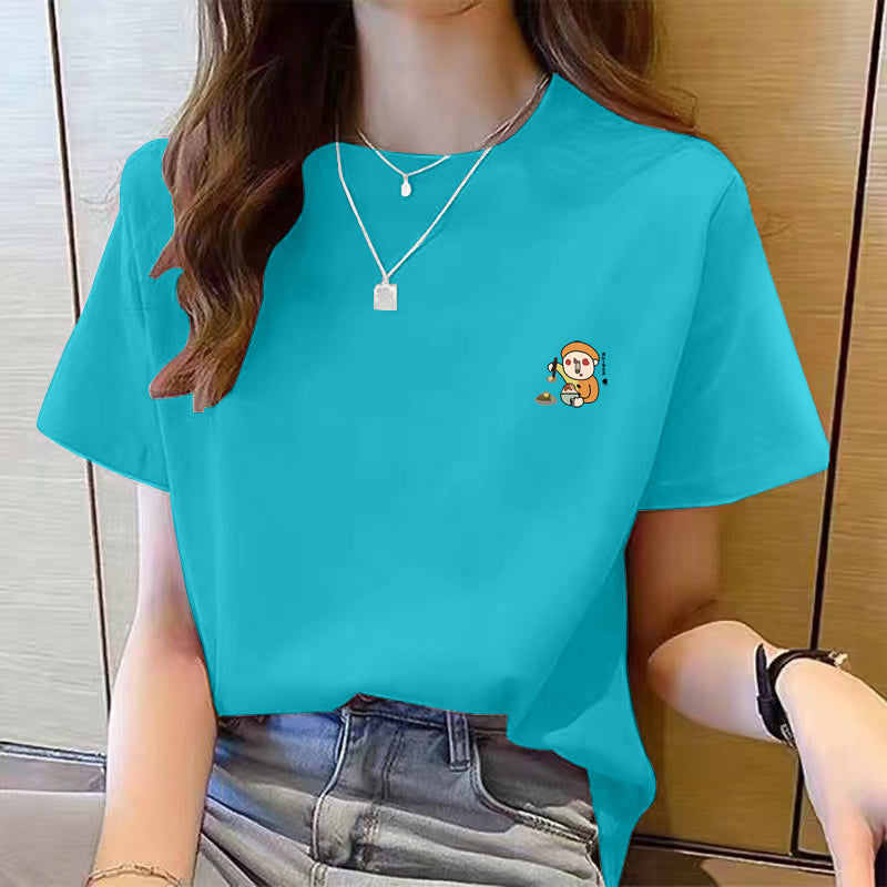 Women's Cute Bear Plus Size Cotton Short Sleeve T-shirt