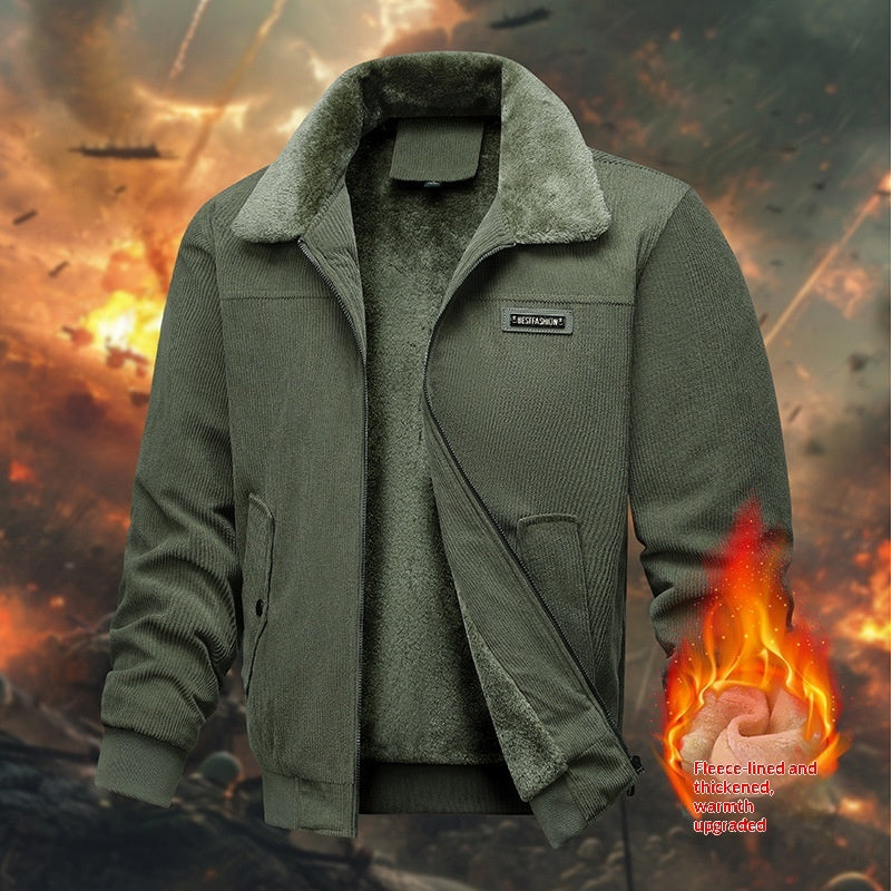 Mens Fleece-Lined Work Jacket Casual Style