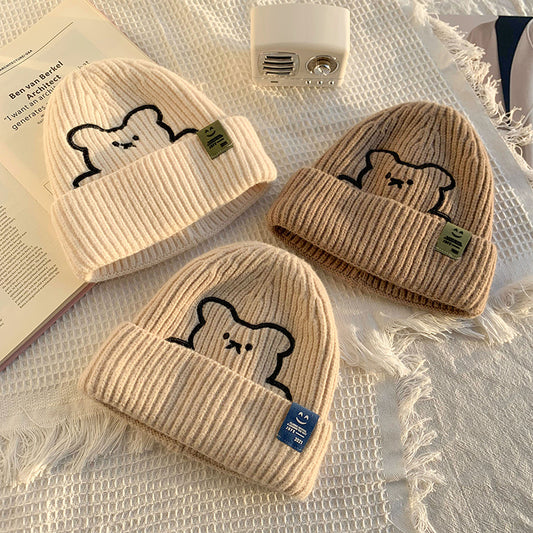 Women's Bear Pattern Knit Jacquard Beanie