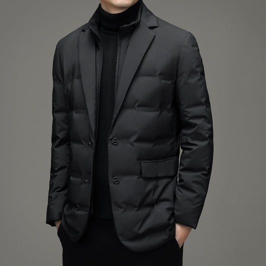 Winter Men's Cold-proof Down Jacket Coat Suit Scarf Collar