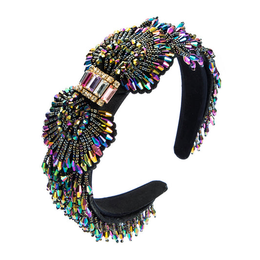 Baroque Crystal Fringed Headband With Wide Side
