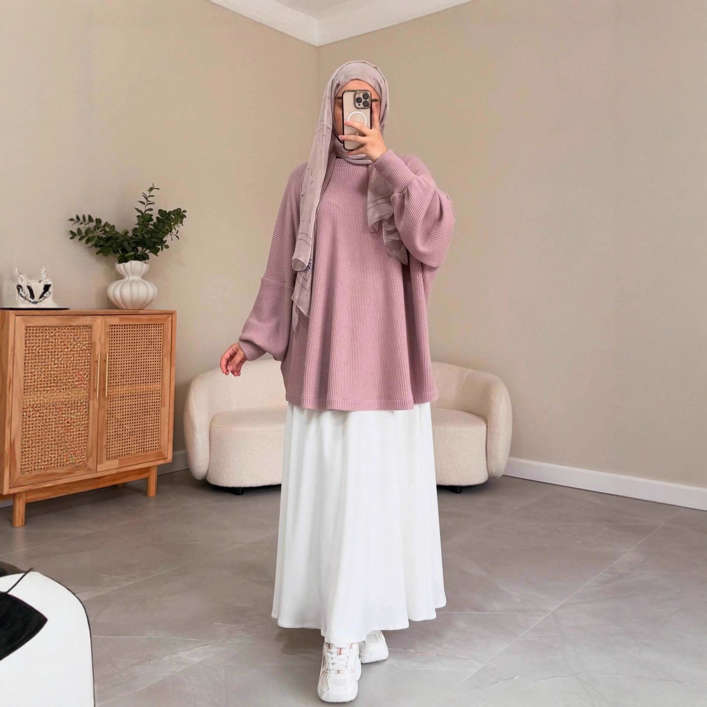 Women's Knitted Pullover Top And Skirt Set