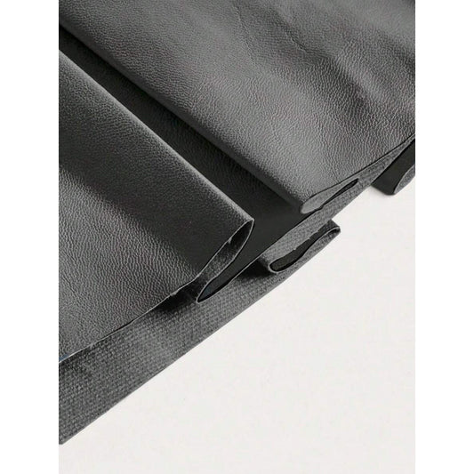 New Bottoms Solid Color PU Leather Pleated Skirt