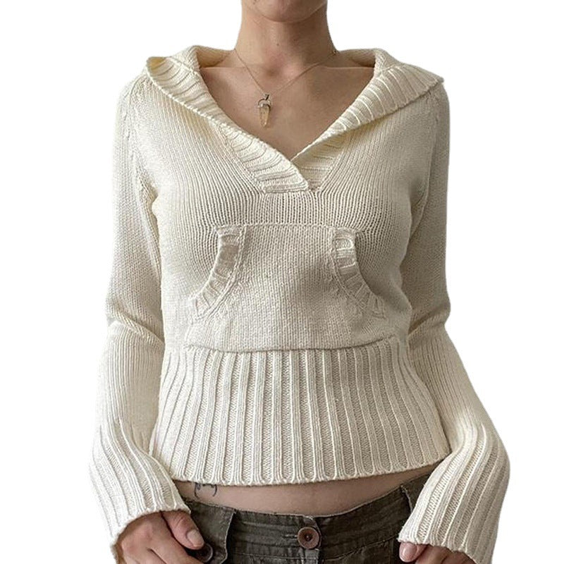 Street Babes Retro High Waist Pocket Hooded Sweater