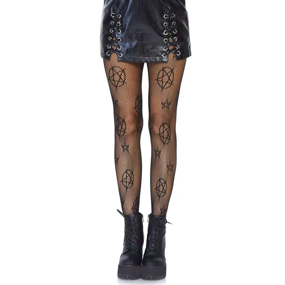 Five-pointed Star High Elastic European And American Fishnet Stockings