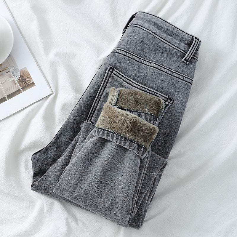 Fashion Ladies' High-waisted Plus Velvet Feet Pants