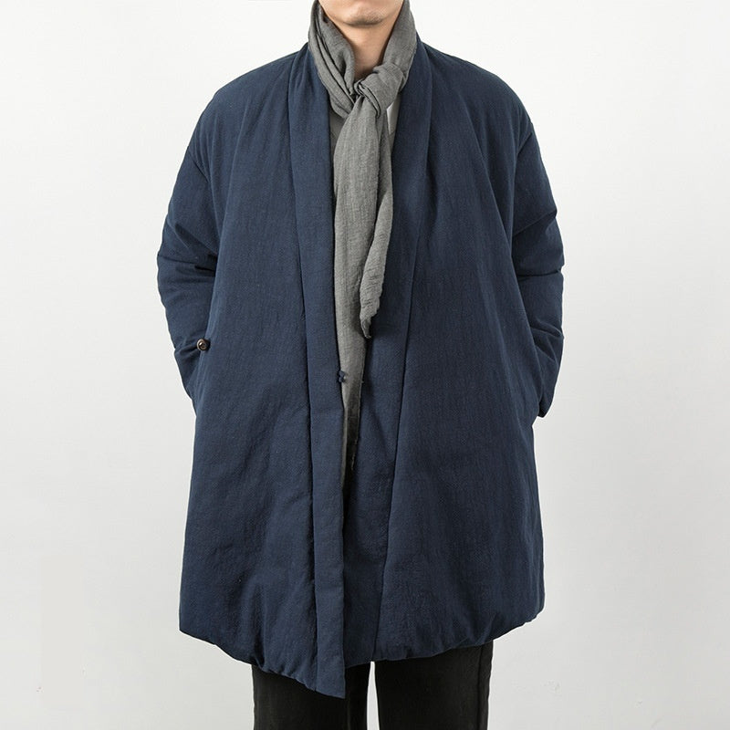 Mens New Chinese-Style Cotton And Linen Padded Jacket