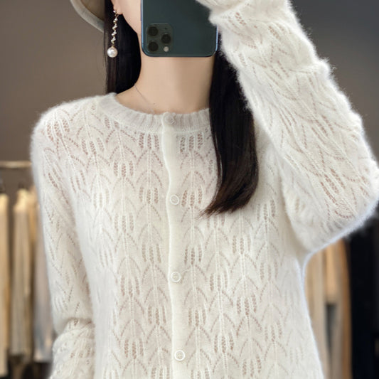 Slimming Round Neck Sweater Coat Women's Top