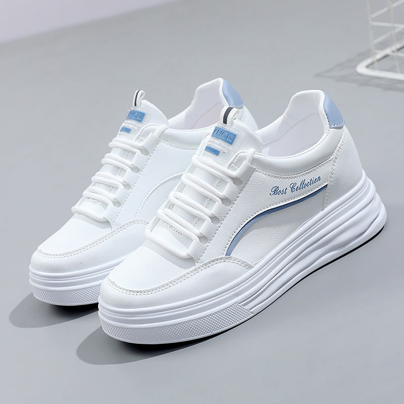 Women's Sports White Shoes Thick Sole Height Increasing Shoes