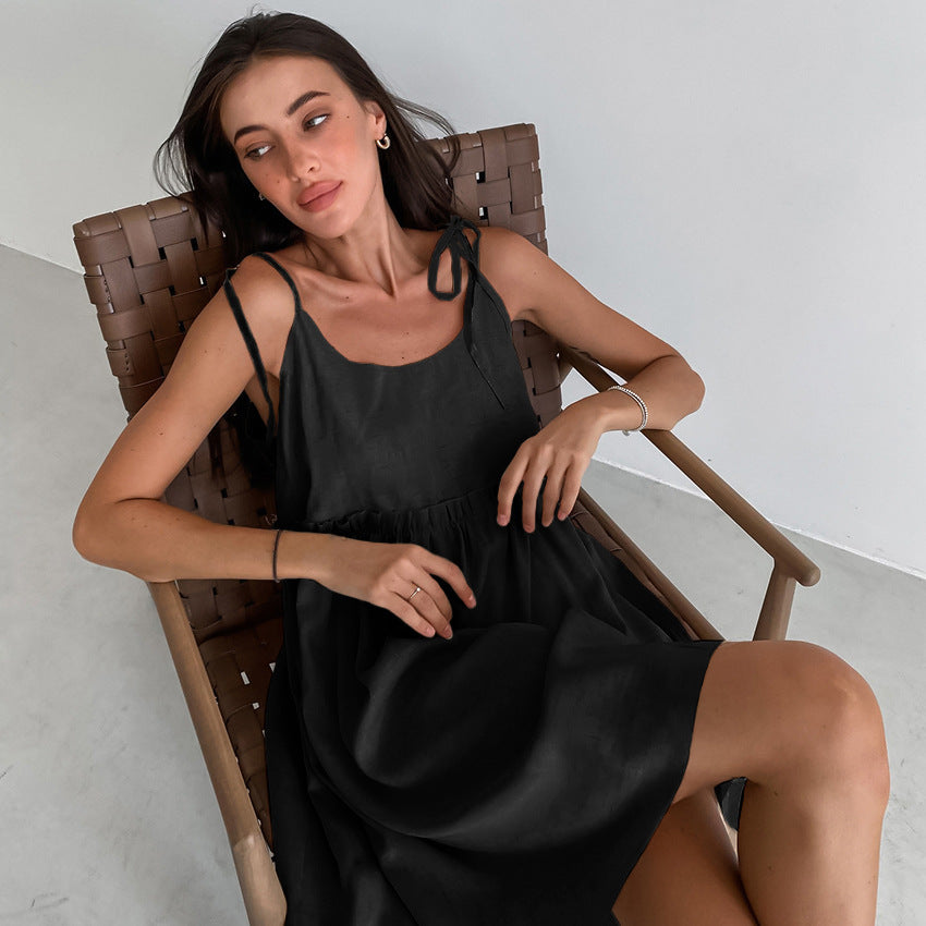 Womens Lightweight Cotton-linen Cami Nightdress