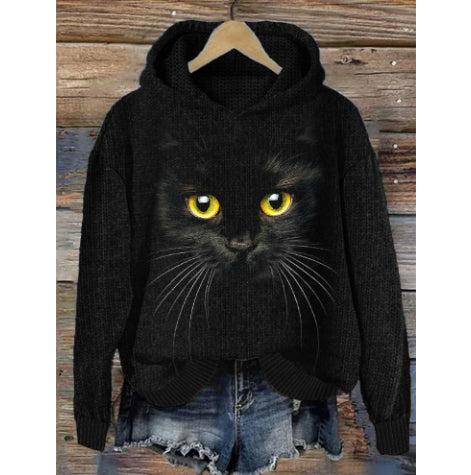 Womens Retro Jacquard Loose Crew-Neck Sweater