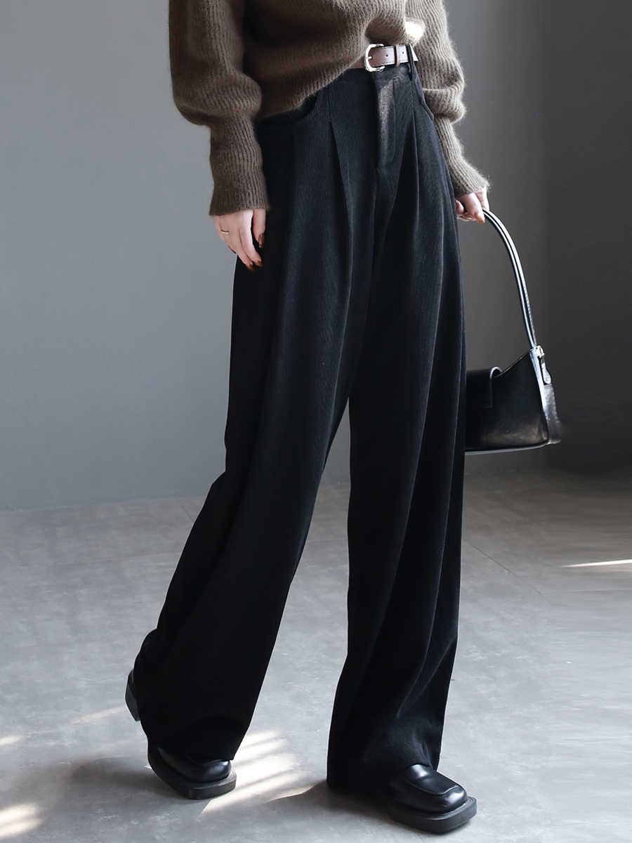 Corduroy Draping All-match Wide Leg Pants High Waist Straight Casual