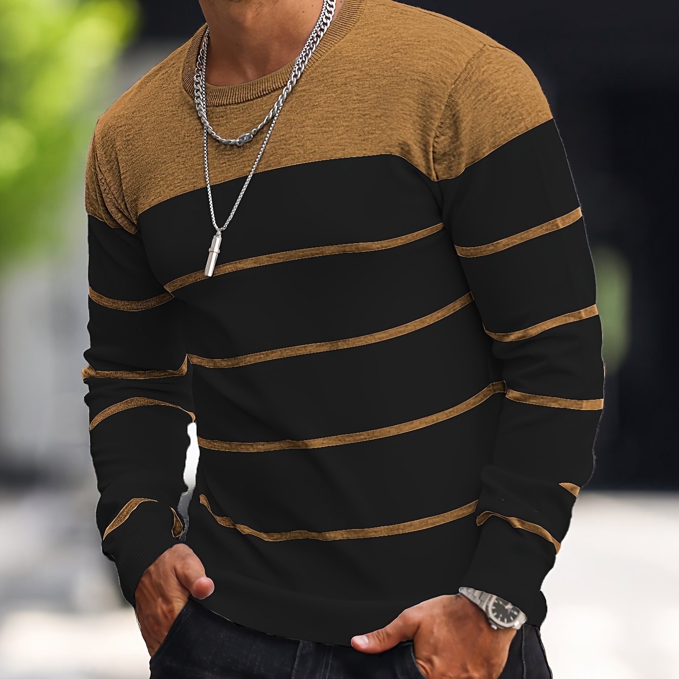 Men's Knitted Fashion Crew Casual Sweatshirt