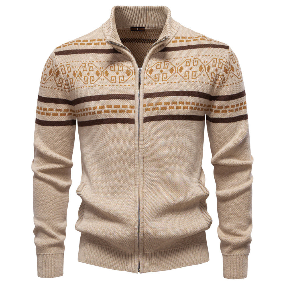 Herremodesweater Strikket jakke med lynlås