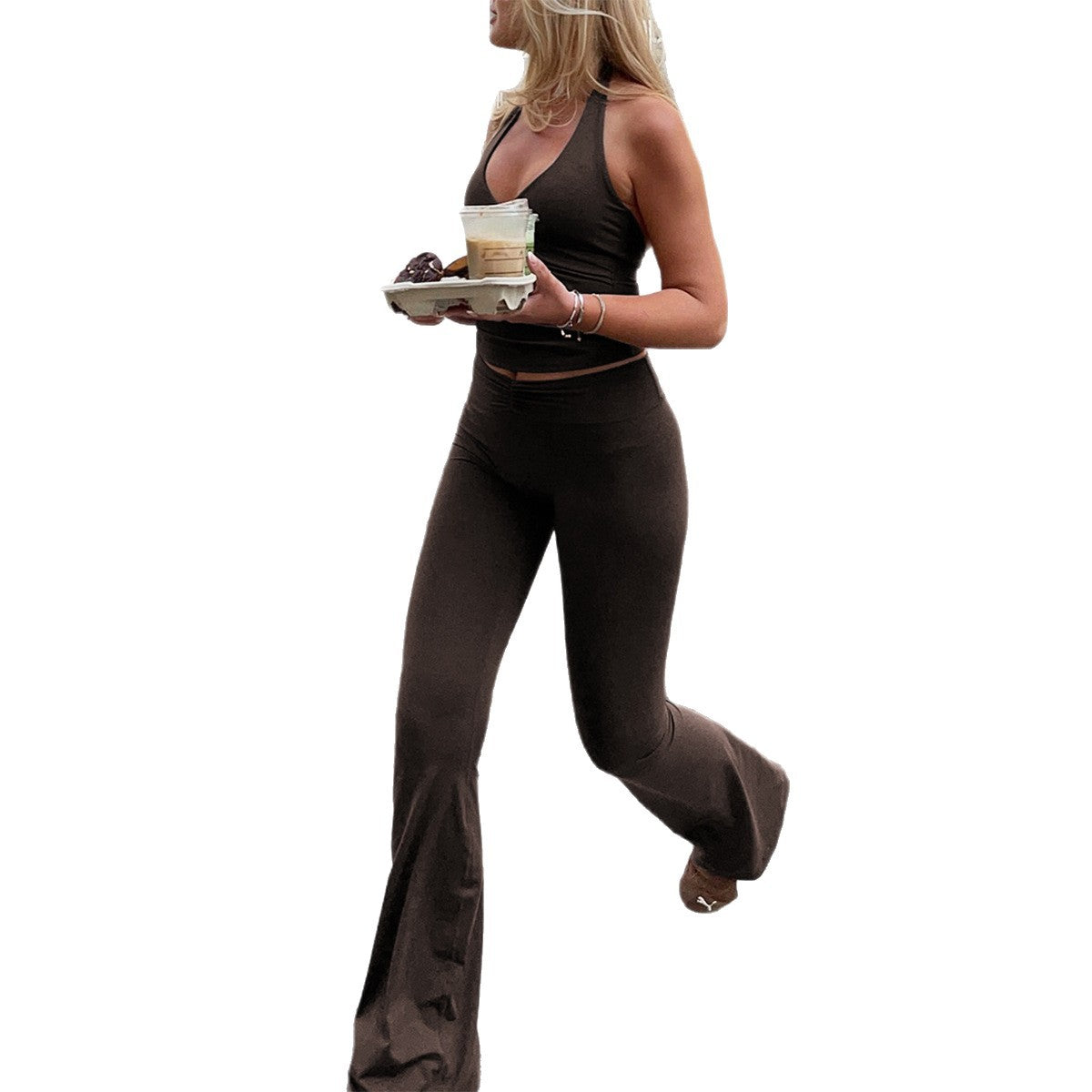 Womens Yoga Tank Top And Workout Pants Set