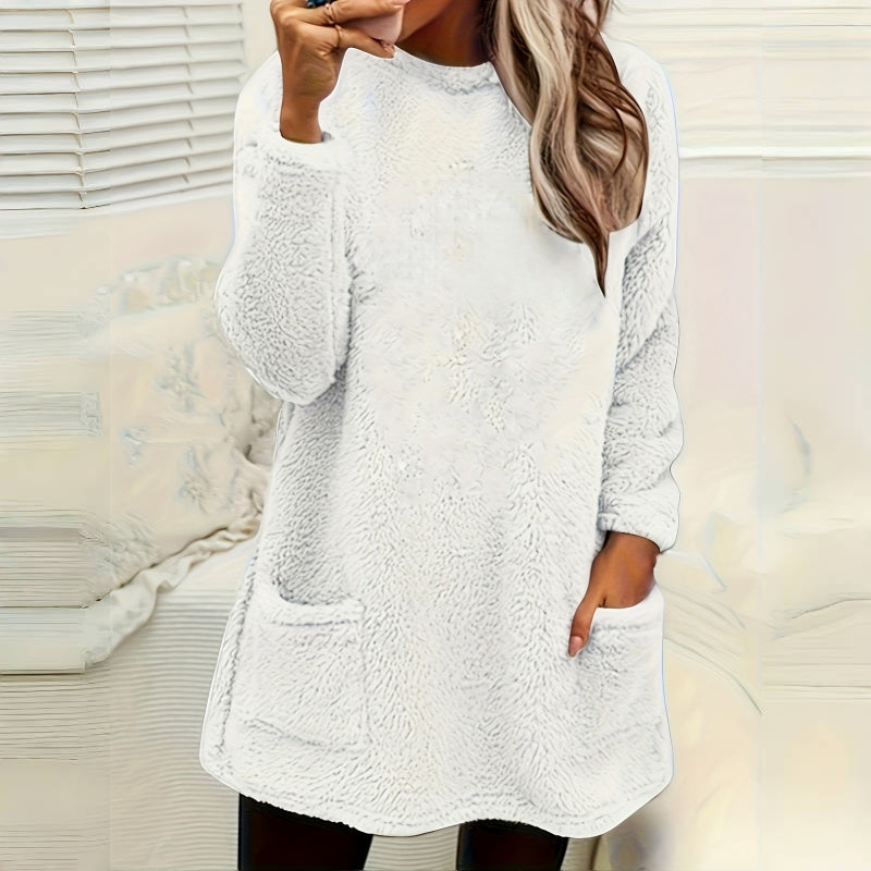 Women's Long Sleeved Pocket Plush Hoodie T-shirt