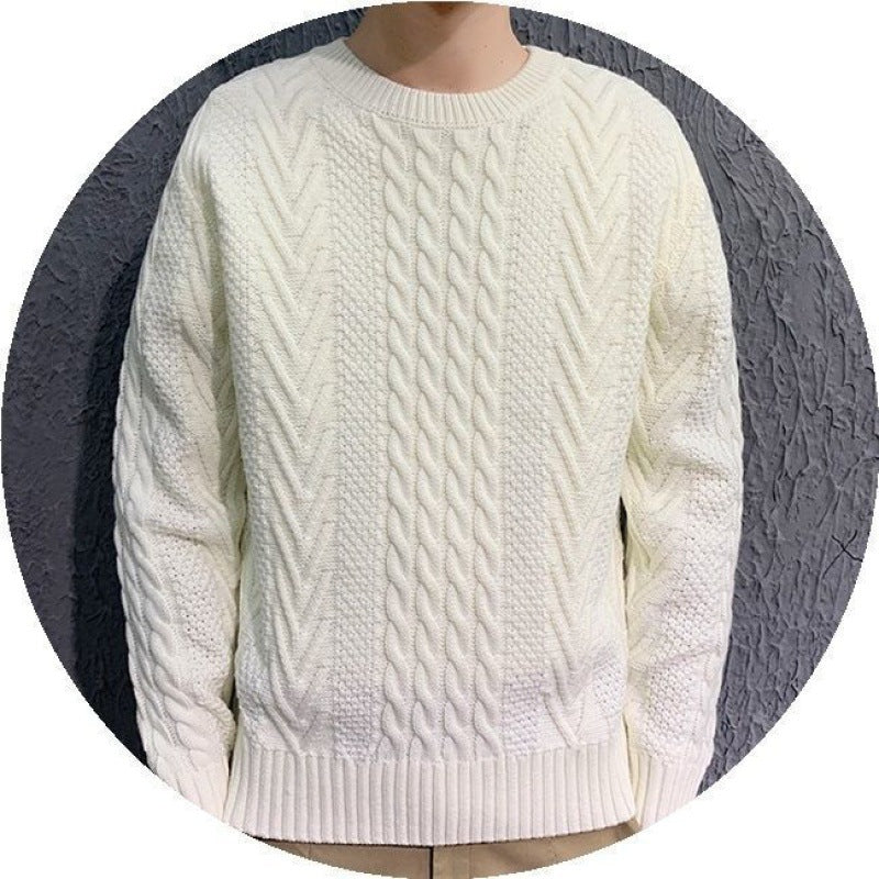Men's Knitting Thick Yarn Fried Dough Twists Sweater
