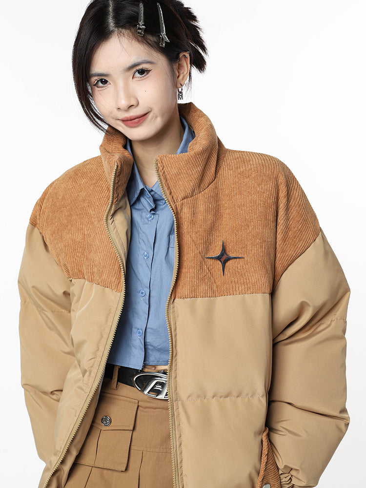 Women's Retro Stand Collar Corduroy Padded Jacket