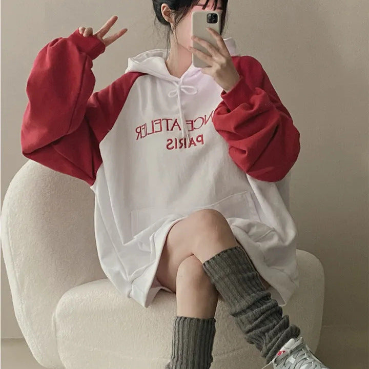 Amerikansk retro vinrød raglanærmet sweater